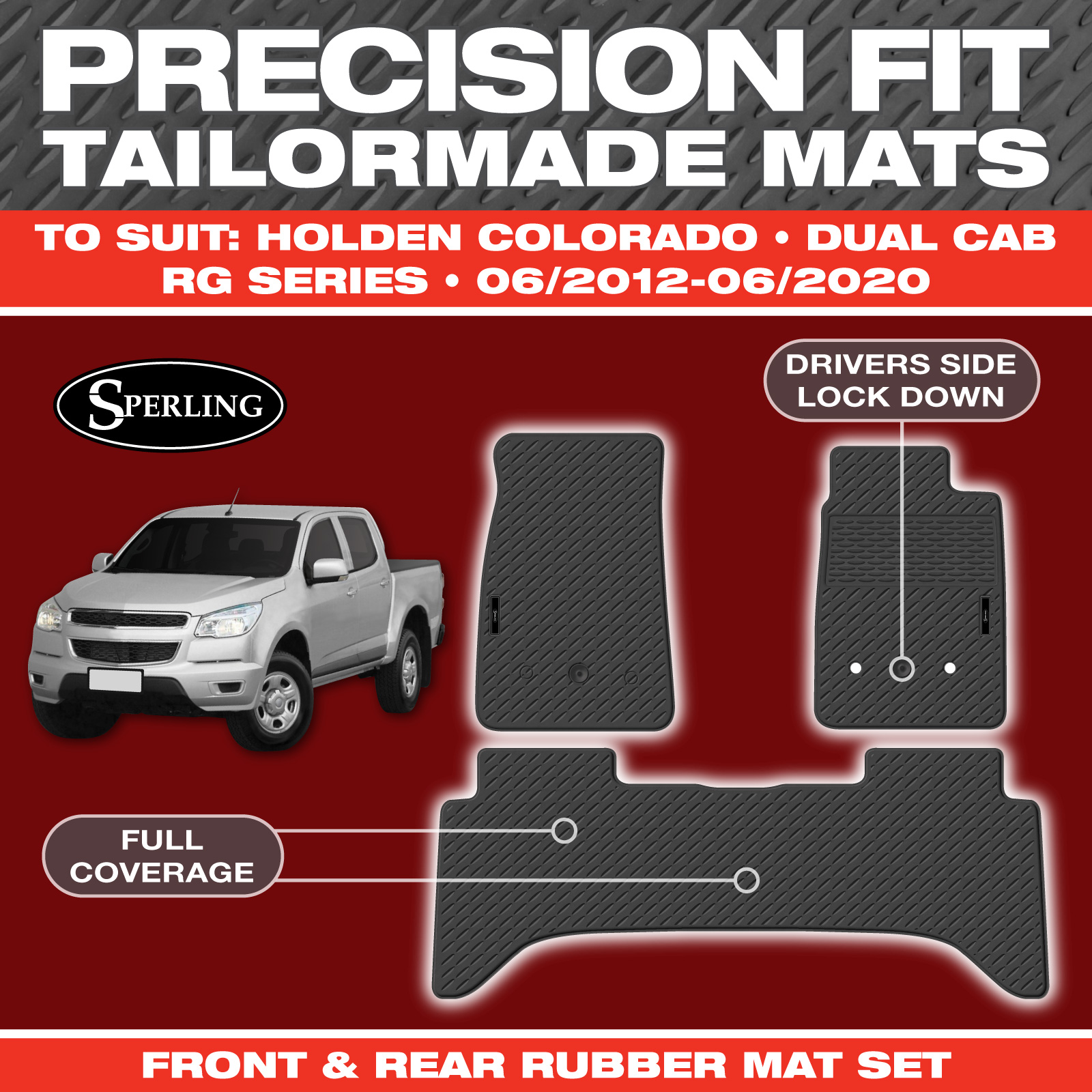 For Holden Colorado Dual 2012-2020 Custom Car Floor Mats Rubber Black